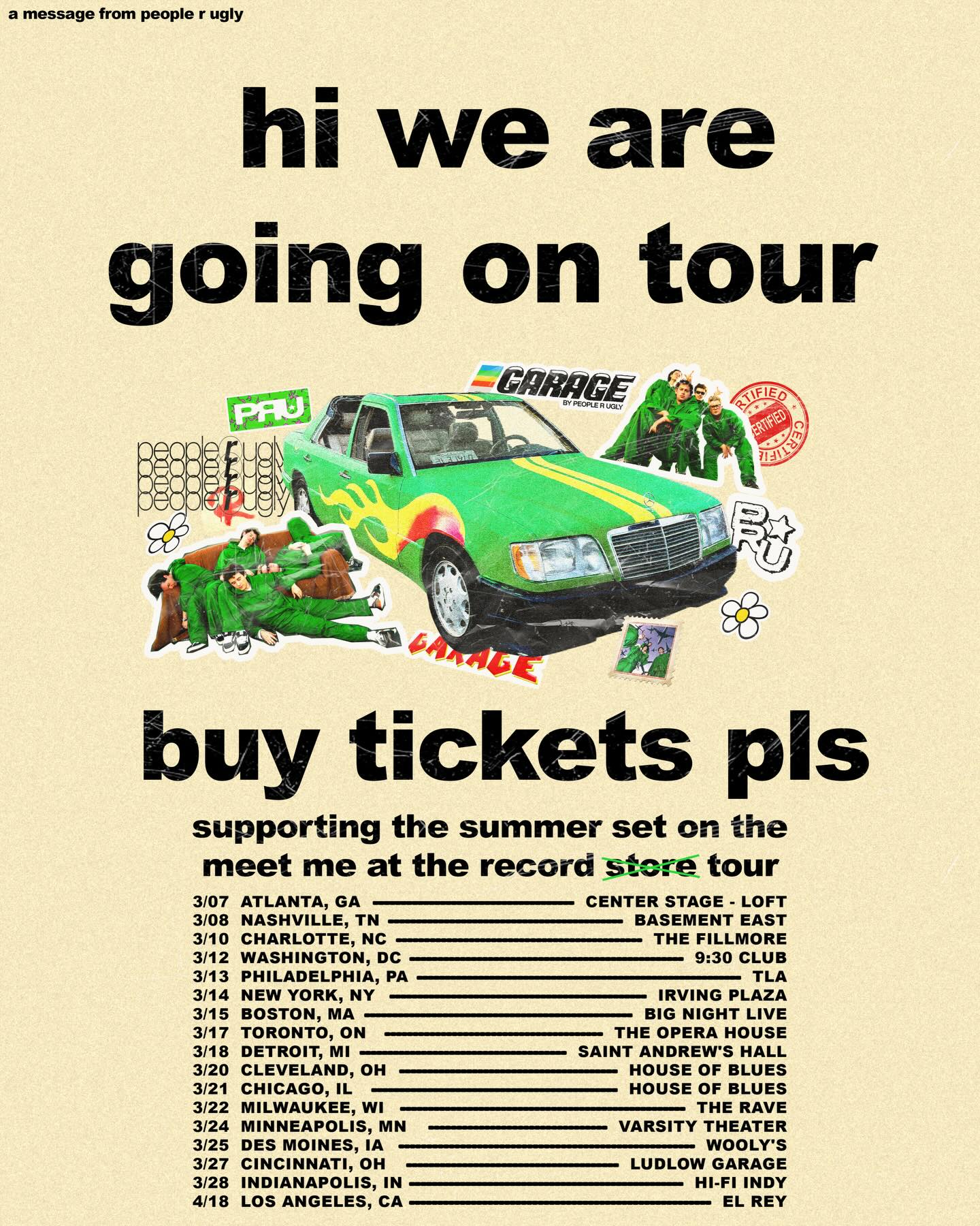 People R Ugly Meet Me At The Record Tour Poster 2026